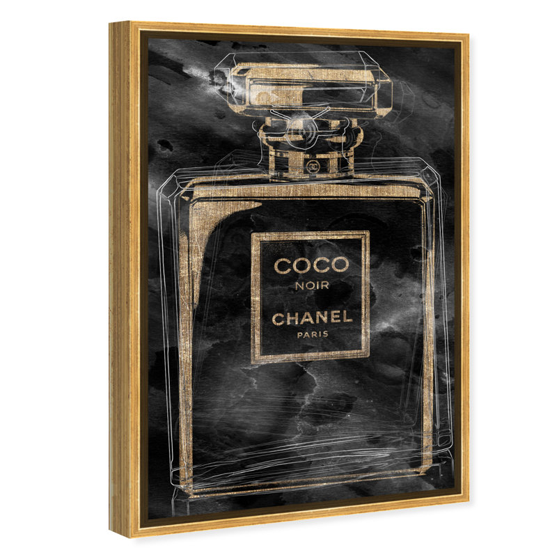Parfum floral embouteillé - Peinture sur toile, H 36 po x l 24 po, Encadrement doré