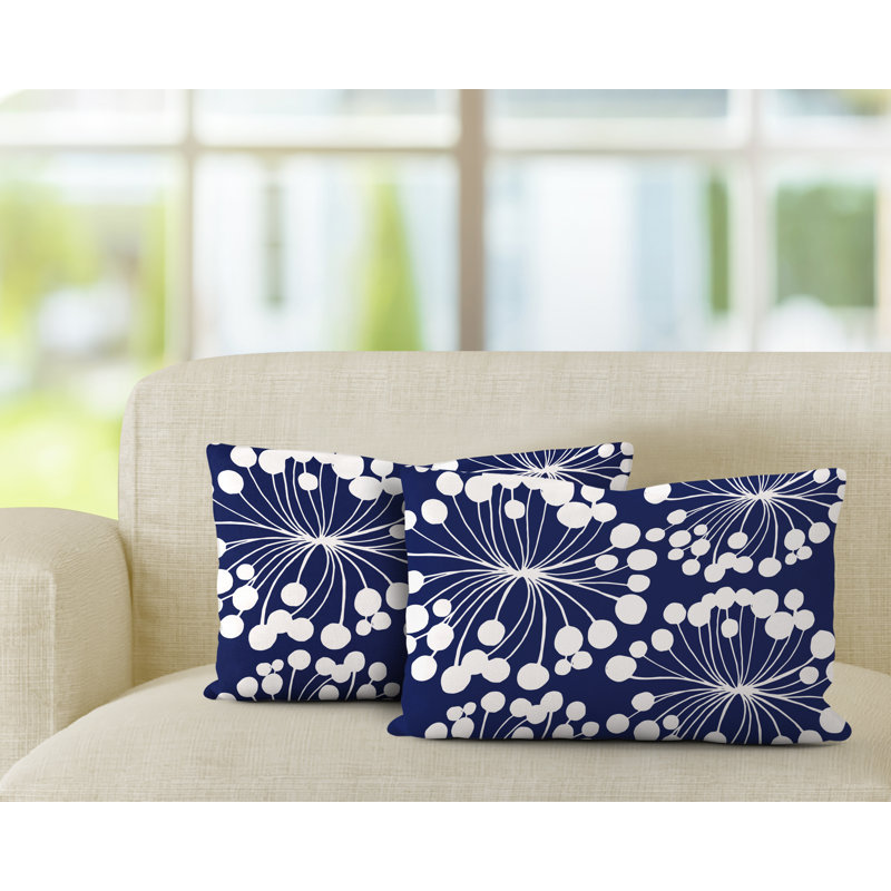 Polyester / Mélange de polyester Housse de coussin rectangulaire intérieure / extérieure lombaire et insert, Bleu marine
