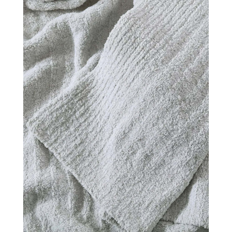 Ribbed Throw Blanket, Cloud Gray