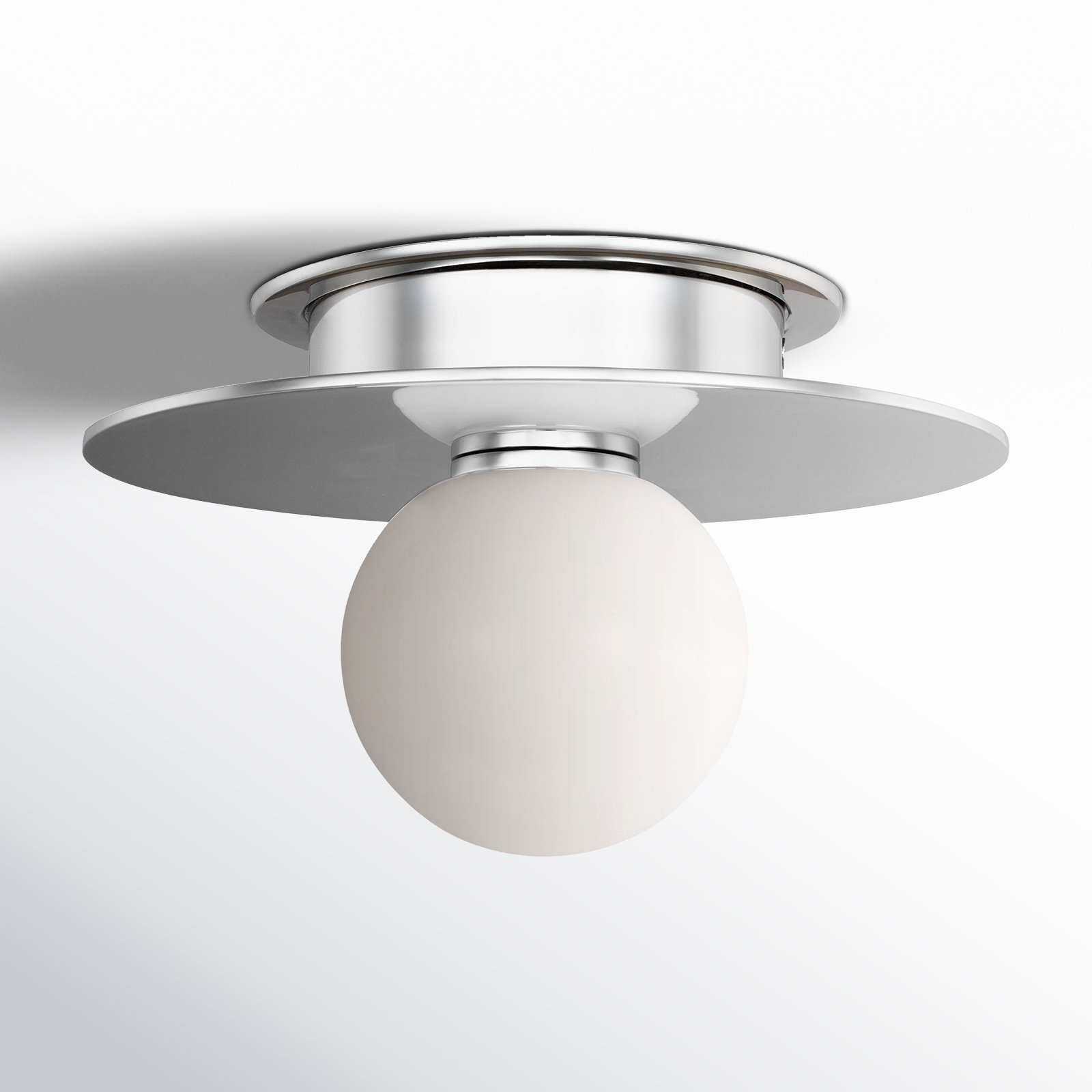 Allegra Single Light Glass Flush Mount, 4.63" H x 8" W x 8" D, Polished Nickel