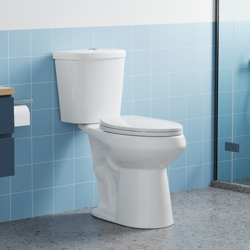 GarveeHome ADA Compliant Two-Piece Commercial Toilet, Elongated, Global Comfort Height, Powerful 1.28 GPF Siphonic Flush, Soft-Close Seat