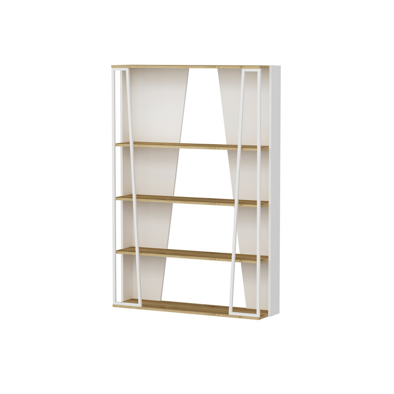 Bibliothèque moderne avec structure en métal, 48,6 x 12,6 x 70,7 pouces, saphir, anthracite et blanc | 100% panneau de particules enduit de mélamine, épaisseur: 0,7 pouce | Solution de rangement élégante pour la maison ou le bureau, design durable et élégant