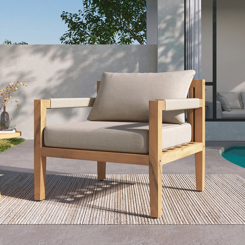 Fauteuil de patio extérieur en bois d'acacia