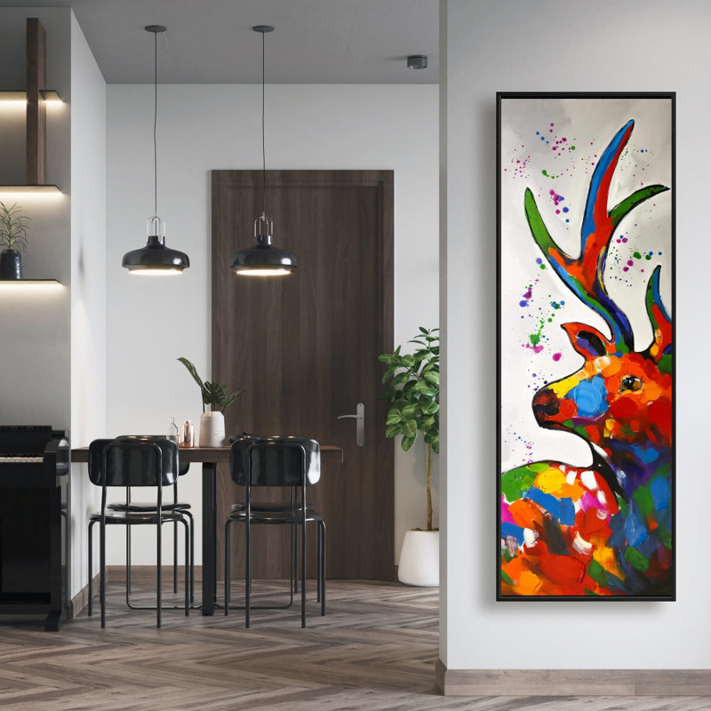 " Abstract Colourful Deer With Paint Splash "