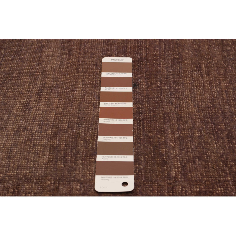Tapis brun foncé en laine noué à la main de conception unique 6 pi 6 po x 7 pi 9 po