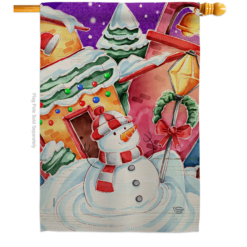Neige givré 2 faces polyester 40 x 28 po Drapeau pour la maison