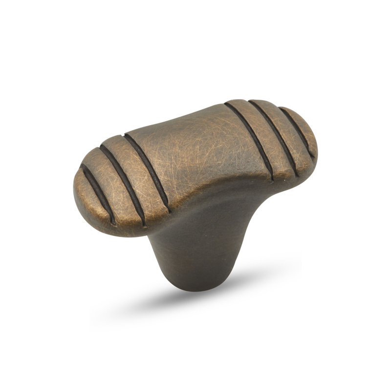 Poignée en T avec crêtes aux extrémités, Antique English, H 0,75 po x l 1,12 po x P 1,5 po