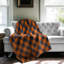Plaid Navy Orange - 1 Piece Premium Sherpa Blanket-100391457