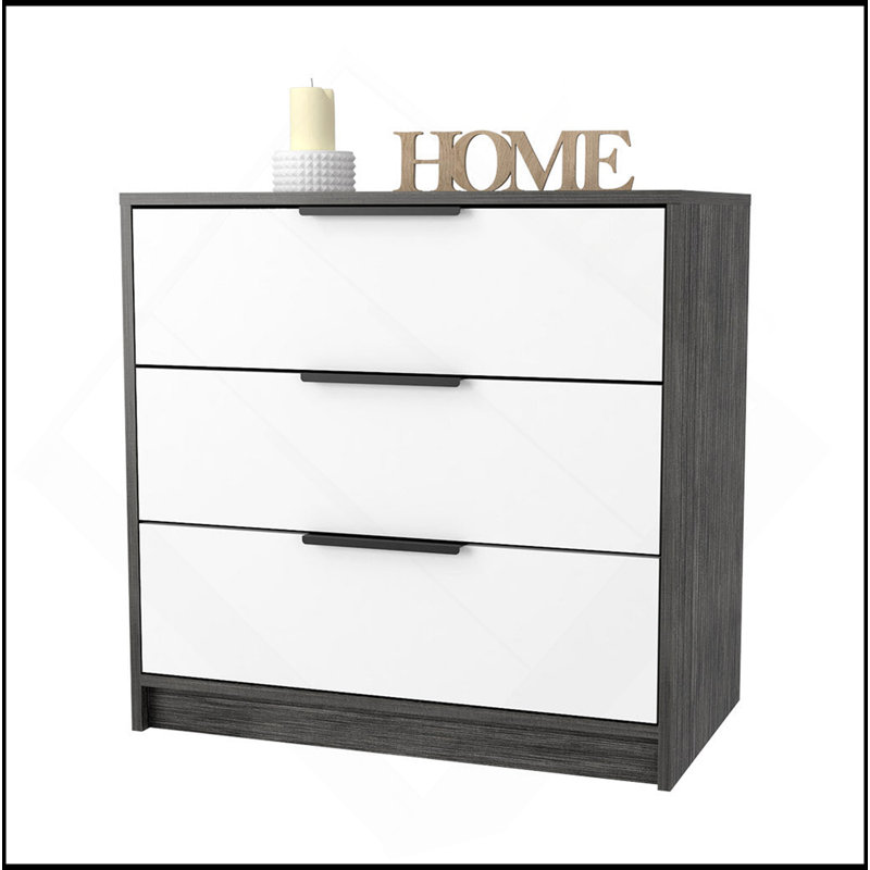 Washington Three Drawer Dresser, Grey/White
