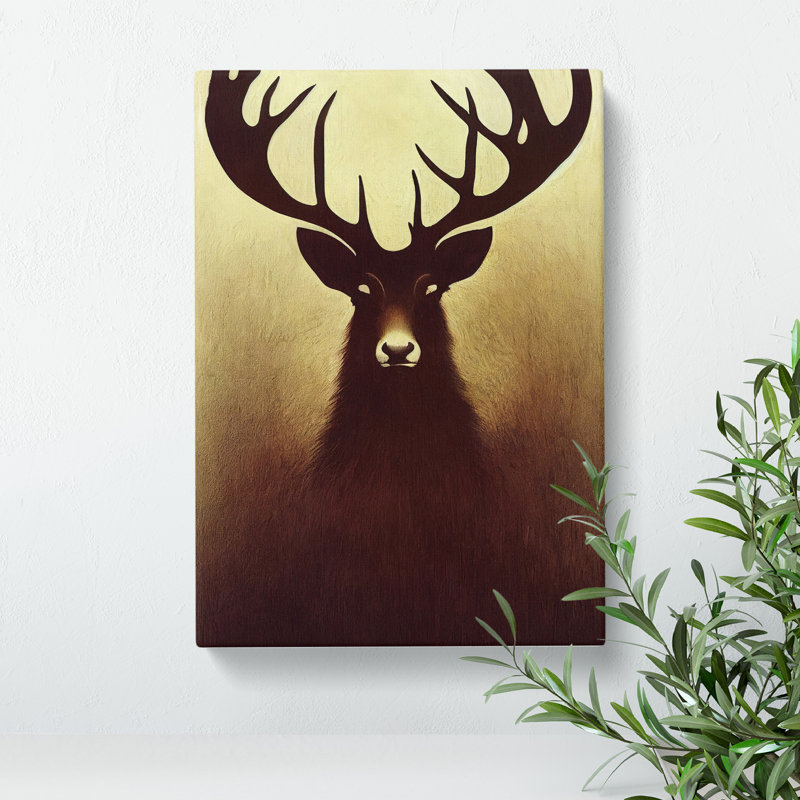 Antique Stag - Wrapped Canvas Print, 60cm H x 40cm W x 3cm D