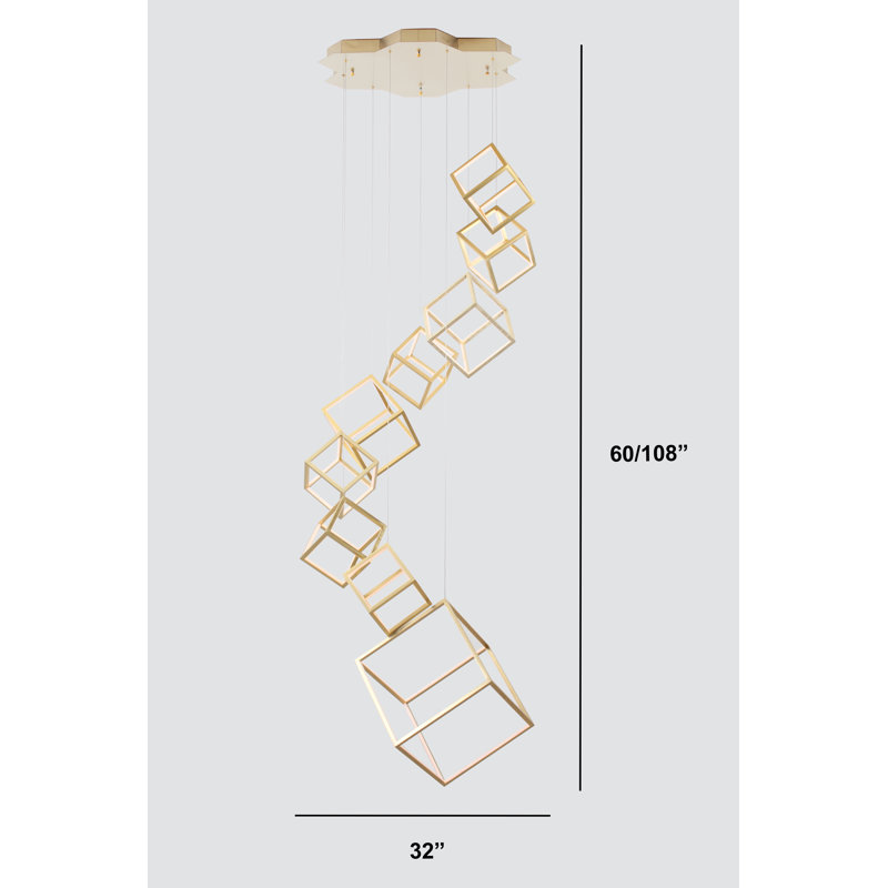 Lustre rectangulaire unique à 9 lumières DEL