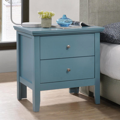 Teal Elegance Nightstand With Drawers