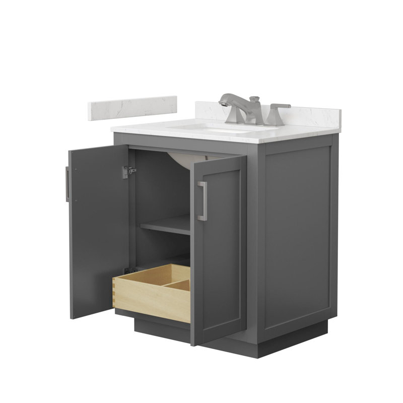 Miranda 30" Freestanding Single Bathroom Vanity with Cultured Marble Top, Gray, Brushed Nickel