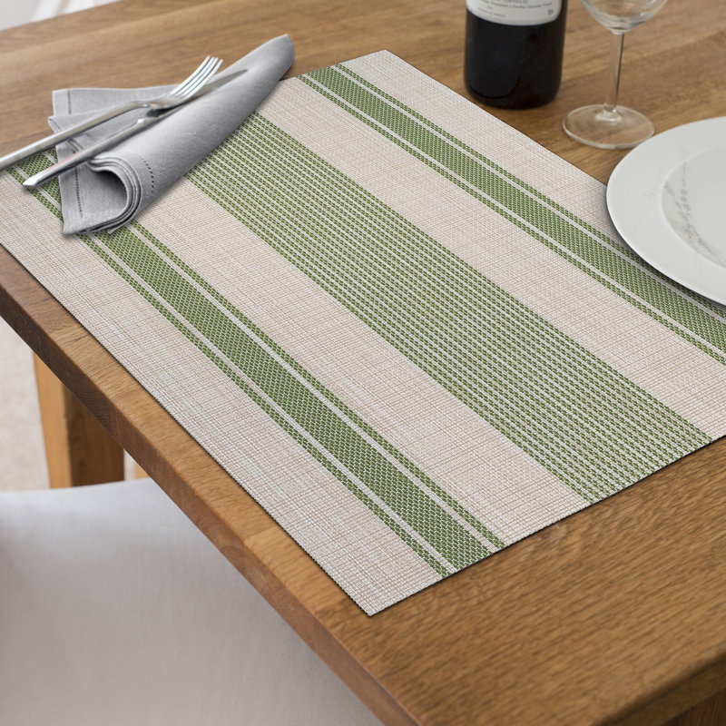 Napperon en vinyle noir rayé 12 x 18 - ensemble de 12, Vert