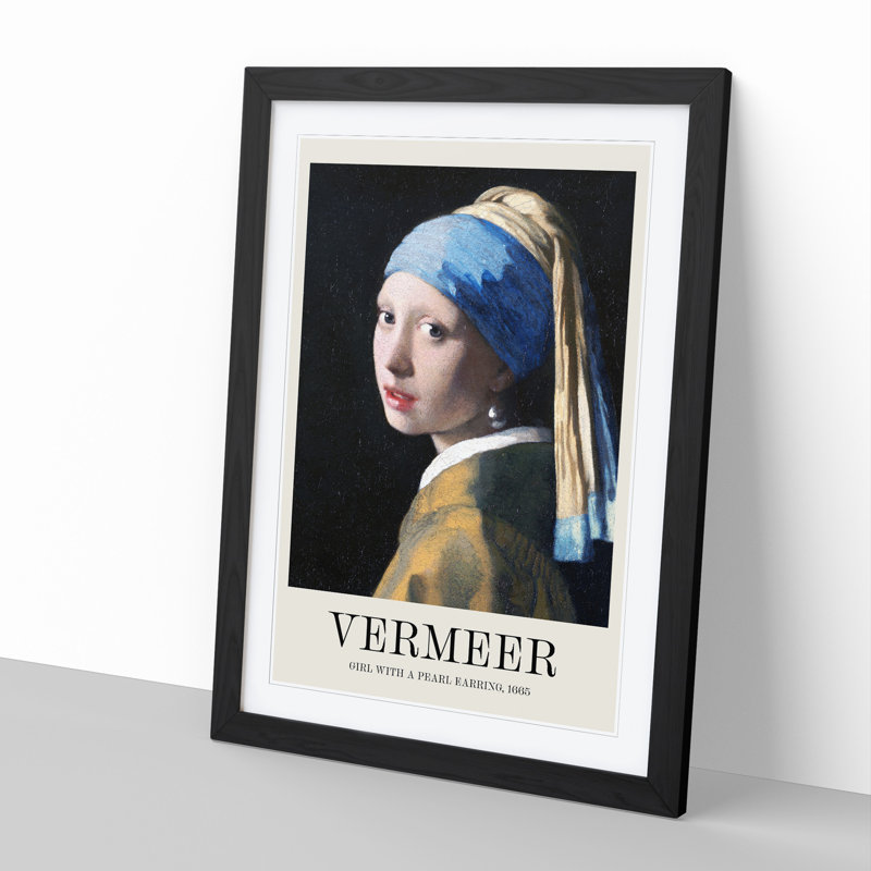 Girl With A Pearl Earring by Johannes Vermeer - Single Picture Frame Print, Black Framed, 48cm H x 36cm W x 2cm D