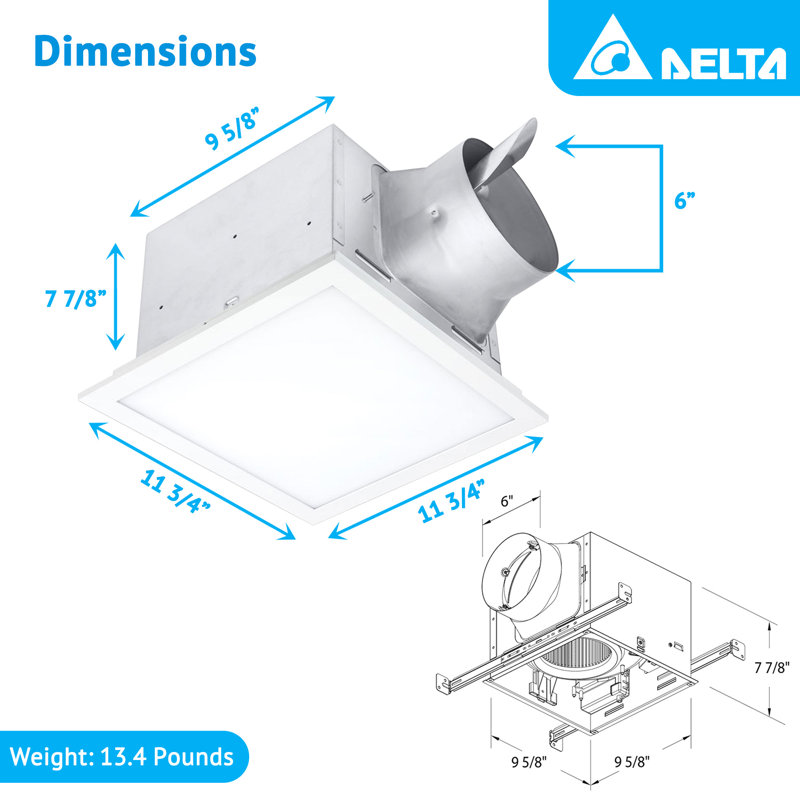 Delta Breez White LED Exhaust Fan with Adjustable Color Temperature