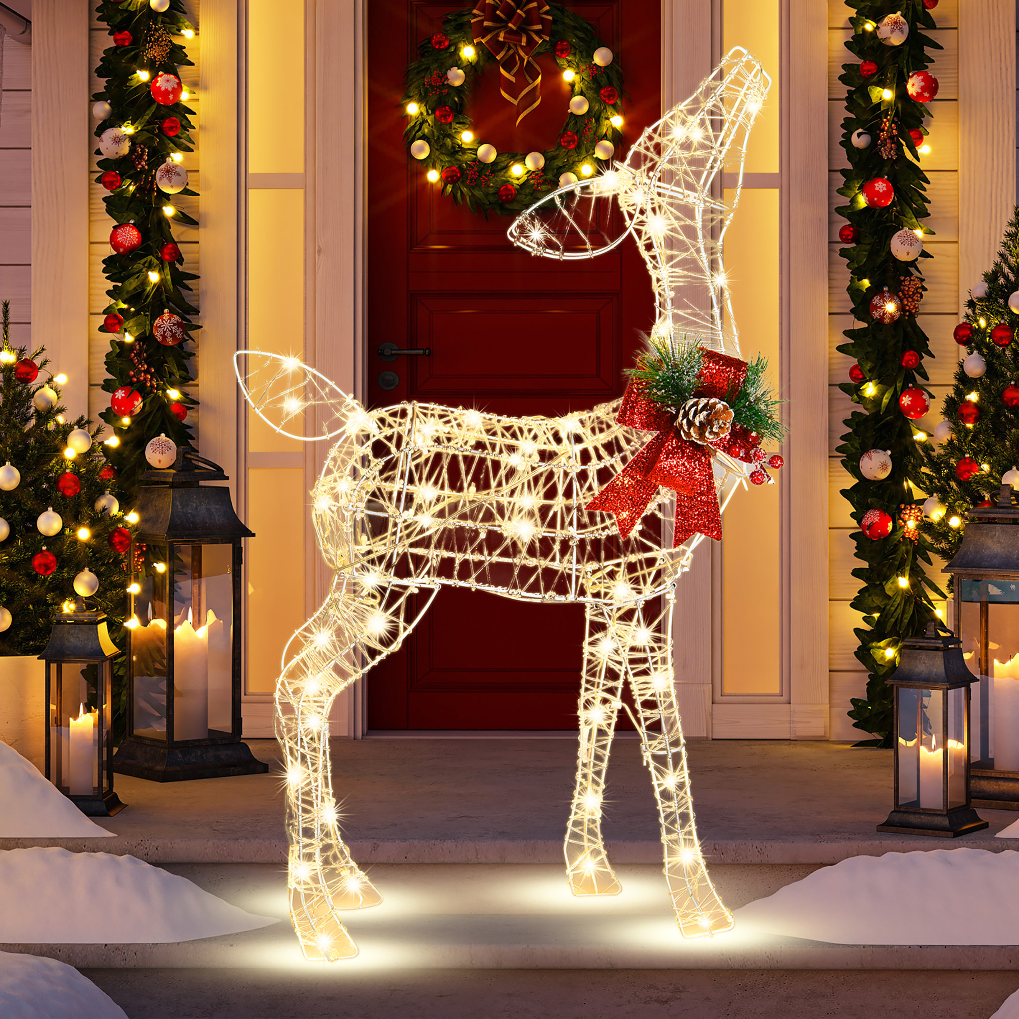 The Holiday Aisle® Christmas Lighted Reindeer Lighted Display & Reviews ...