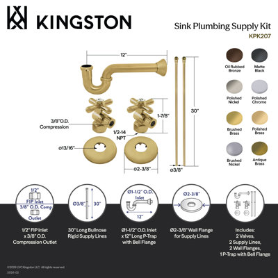 Kingston Brass Gourmet Scape Traditional Plumbing Supply Kit Combo with 1-1/2" P-Trap