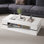 Table basse moderne avec dessus en verre et rangement pour salon