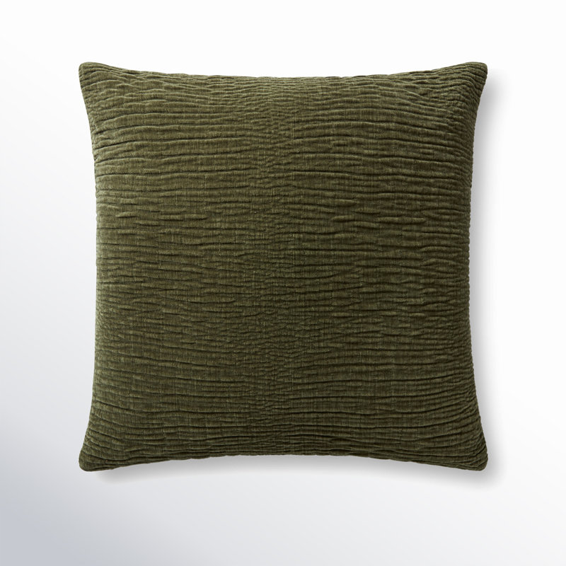 Olive Polyester Square Throw Pillow with Down Fill