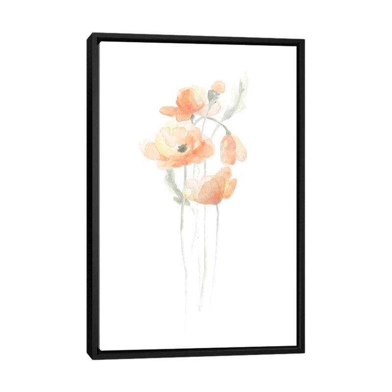 « délicat bouquet iv », impression sur toile, H 26 po x l 18 po x P 1,5 po, Toile avec cadre noir, Pas de tapis