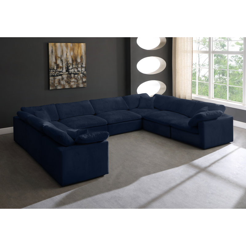Canapé modulaire réversible en velours Cozy, Velours marine