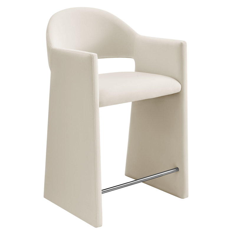 Tabouret de comptoir en velours 37 po Talab Performance, Albâtre / velours, Tabouret de comptoir (siège d'une hauteur de 25 p