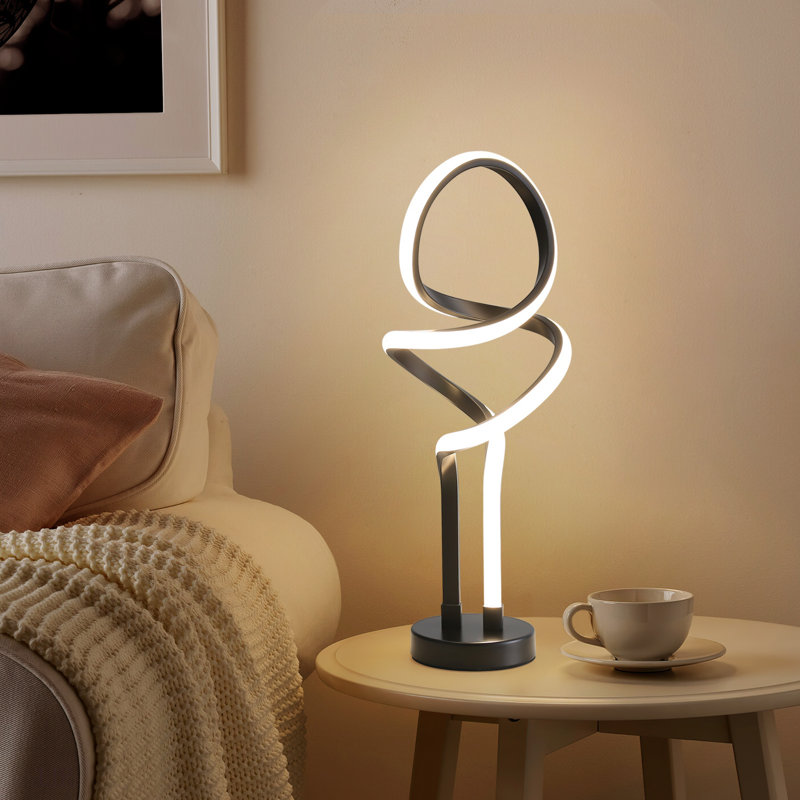 Lampe de table moderne, petite lampe de chevet à DEL à intensité variable avec prise, lampe de table moderne, lampe de table