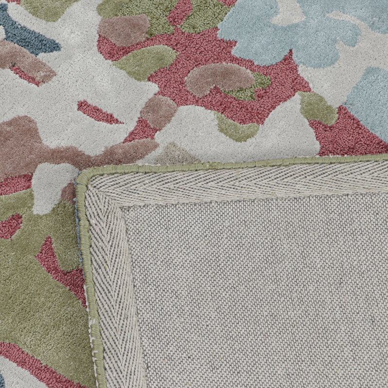 Cascades Hand-Tufted Indoor Rug Abstract Impressionist Pink Green Blue , Rectangle 5' x 8'