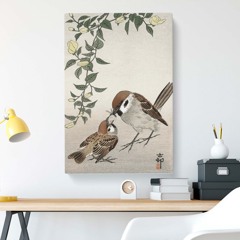 Sparrow Birds And Plants by Ohara Koson - Wrapped Canvas, 76cm H x 50cm W x 3cm D