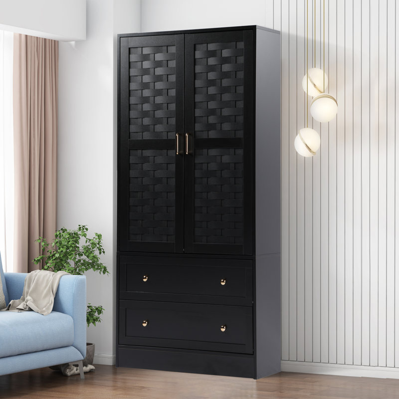 Armoire en bois manufacturé Romond, Noir