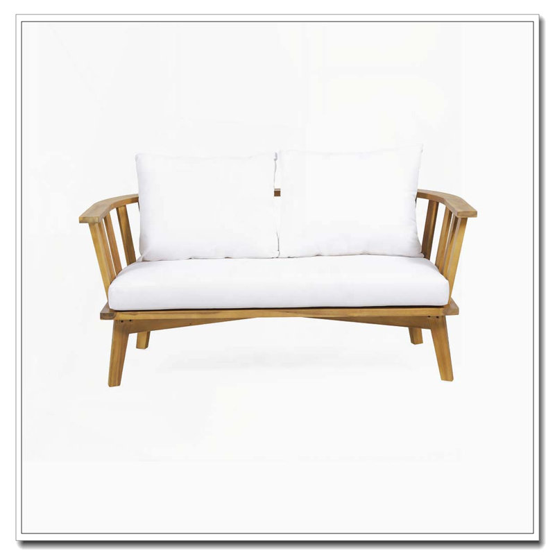 Causeuse d'extérieur en bois avec coussins
