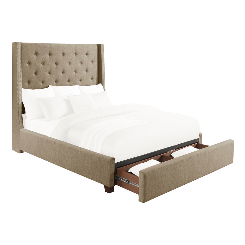 Landreneau Upholstered Platform Bed, California King, Beige
