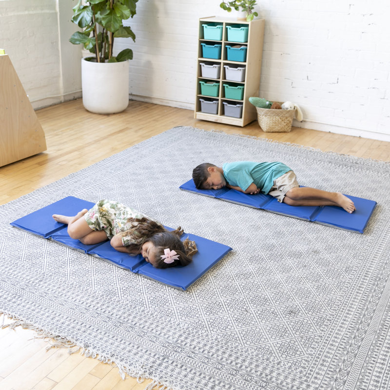 Tapis de repos pliable ECR4Kids Everyday, 4 sections, bleu / gris, paquet de 5, 1 po