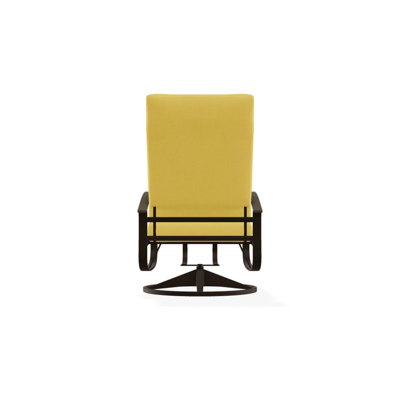 Chaise berçante pivotante réglable avec coussins Askar, Jaune 43A, Bois de plage P40, Kona texturé