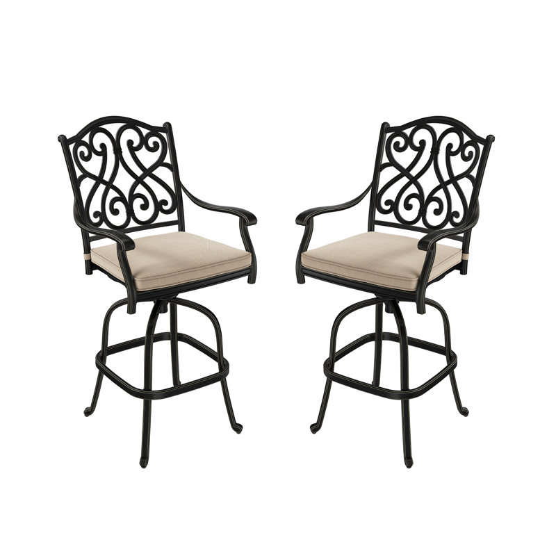 Ensemble de 2 chaises de patio empilables avec coussin Lenora, Beige