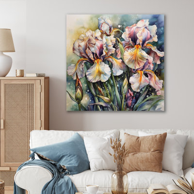 Mauve, jaune, iris sauvages, reproduction sur toile
