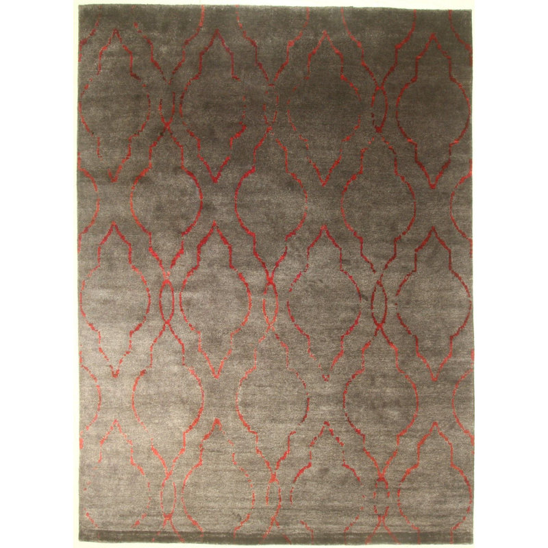 Handmade Cotton and Silk Geometric Area Rug