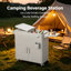 80 pte Chariot-glacière roulant gris clair avec armoire de rangement, table d'appoint pliable, rétention de glace 48 heures pour le patio et les fêtes