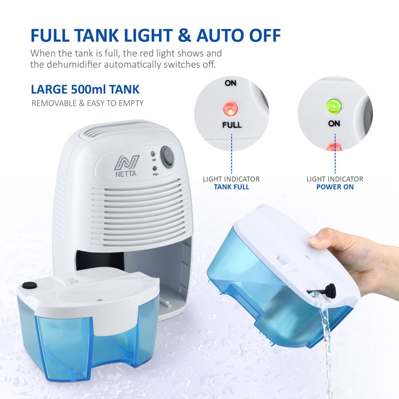 NETTA 500ml Mini Dehumidifier, Blue/White