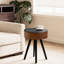 Table de chevet ronde de 15,7 pouces, pieds en bois massif, espaces étroits, salon principal, finition brune et noire, construction, routine d'installation simple, combinaison de couleurs, table,