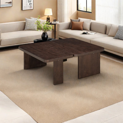 Table basse modulaire avec placage en grain de bois, conception en L, configuration réglable, assemblage facile, table d'appoint minimaliste moderne pour le salon