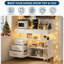 Buffet moderne avec lumières DEL RVB à détection automatique et station de charge intégrée, table basse avec rangement, 3 tiroirs et 2 portes pour la salle à manger, la cuisine et le salon