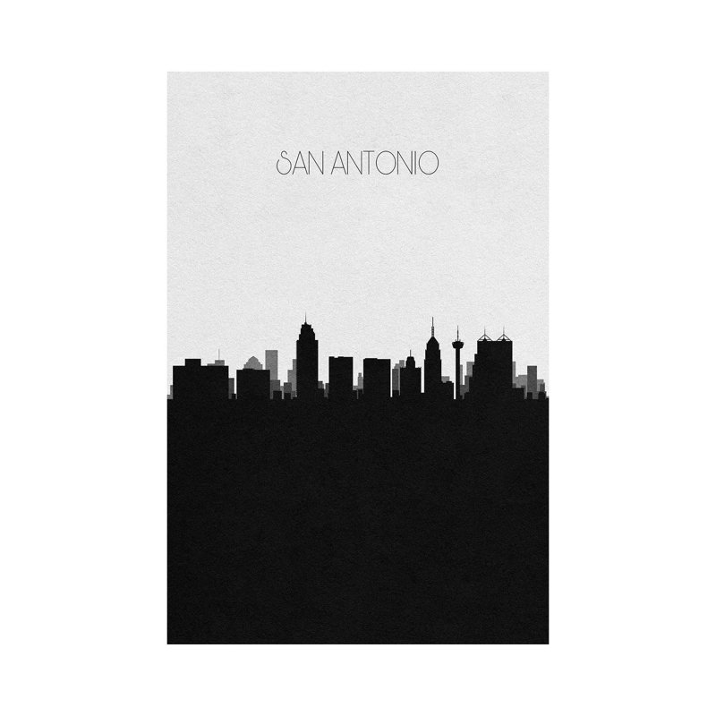 San Antonio, Texas City Skyline by Ayse Deniz Akerman - Wrapped Canvas Gallery-Wrapped Canvas Giclée, 20.32 cm H x 30.48 cm W