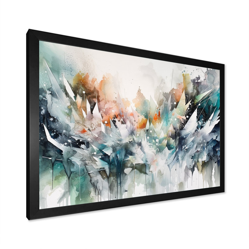 «Vibrant Paint Eruption IV», reproduction d'art géométrique moderne, H 24 po x l 32 po x P 1 po, Cadre photo noir