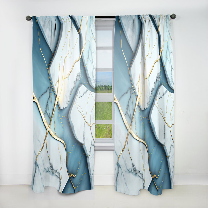 Caius - Abstract Geode White II - Modern Velvet Curtain - Room Darkening - 1 panel, 52" W x 63" L