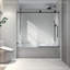 Une porte de douche fixe et une porte décalée sans cadre, de grandes poulies en acier inoxydable 304 de 70 mm avec fonction de fermeture en douceur réglable, avec nettoyage facile et protection anti-déflagrante-109553916
