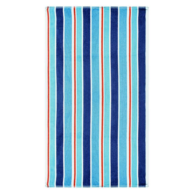 Serviette de plage surdimensionnée 100% coton Makenna, Bleu / rouge