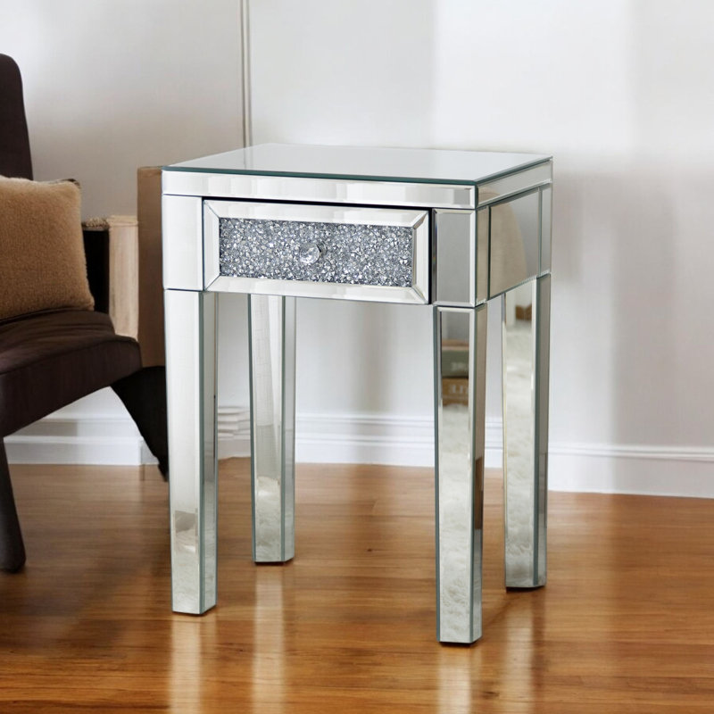 Table de bout en verre avec 1 tiroir Melle