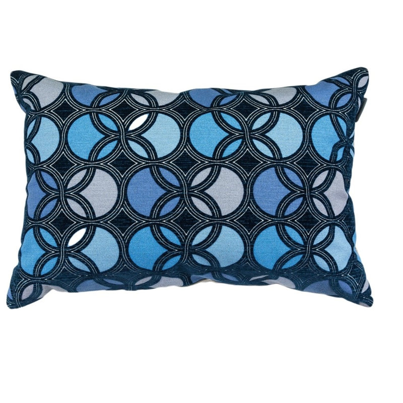 Coussin lombaire géométrique plumes Vildan, Bleu